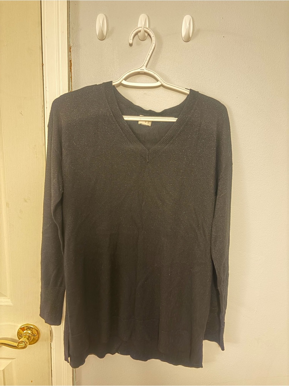 Wander Black V-Neck Long Sleeve Crew Sweater